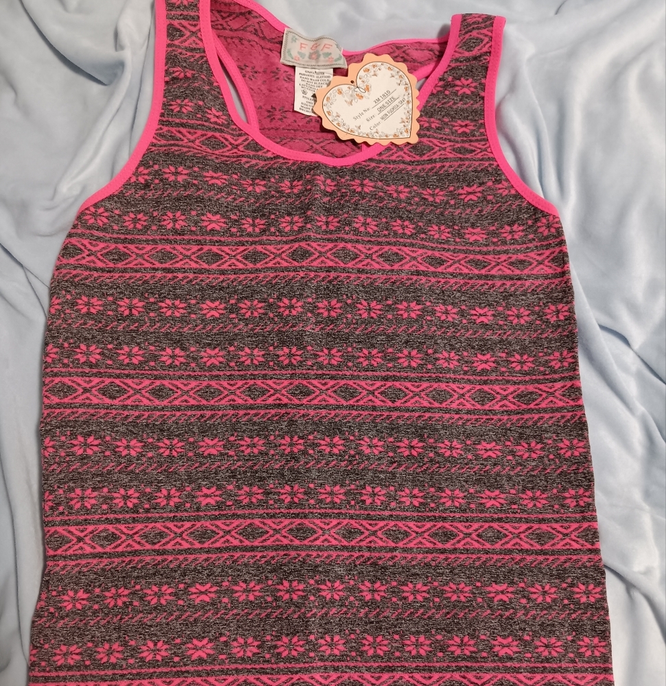 Vibrant Pink and Gray Kids Tank Top